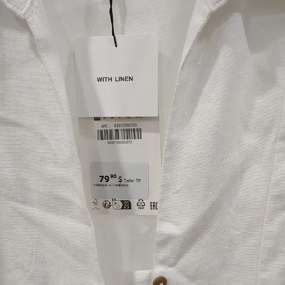Zara XS Linen Crisp White Button-Front Midi Shirt Dress - Picture 3 of 5